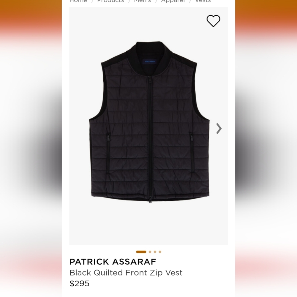 Patrick Assaraf Black Quilted Front Zip Vest